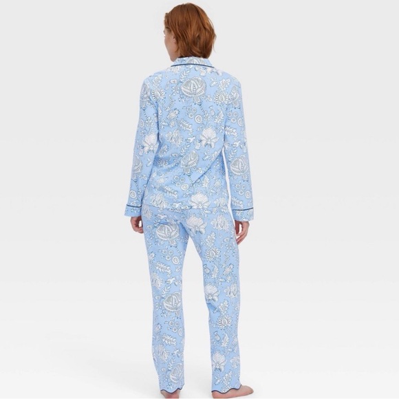 Women's Floral Vines Long Sleeves & Pants Pajama Set Blue  Roller Rabbit XXS nwt - Picture 3 of 4